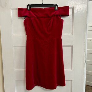 Red velvet off the shoulder Karen Millen Mini Dress US 8